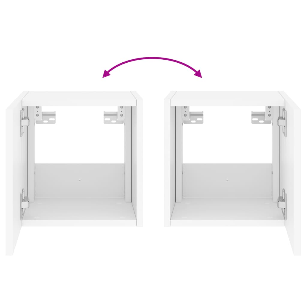 vidaXL Meubles TV muraux avec lumières LED 2 pcs blanc 30,5x35x30 cm