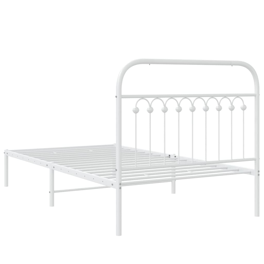 vidaXL Cadre de lit métal sans matelas et tête de lit blanc 100x200 cm