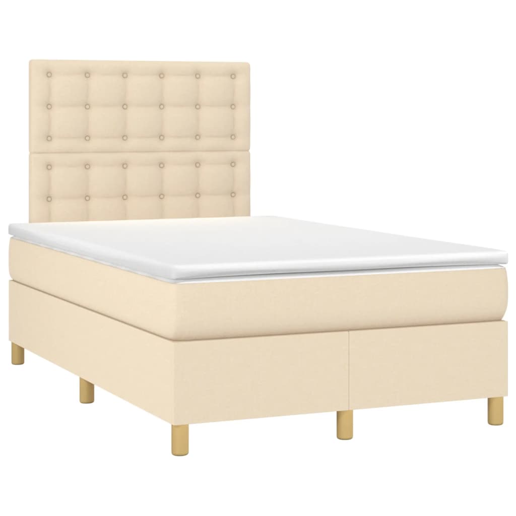 vidaXL Sommier à lattes de lit avec matelas crème 120x190 cm tissu