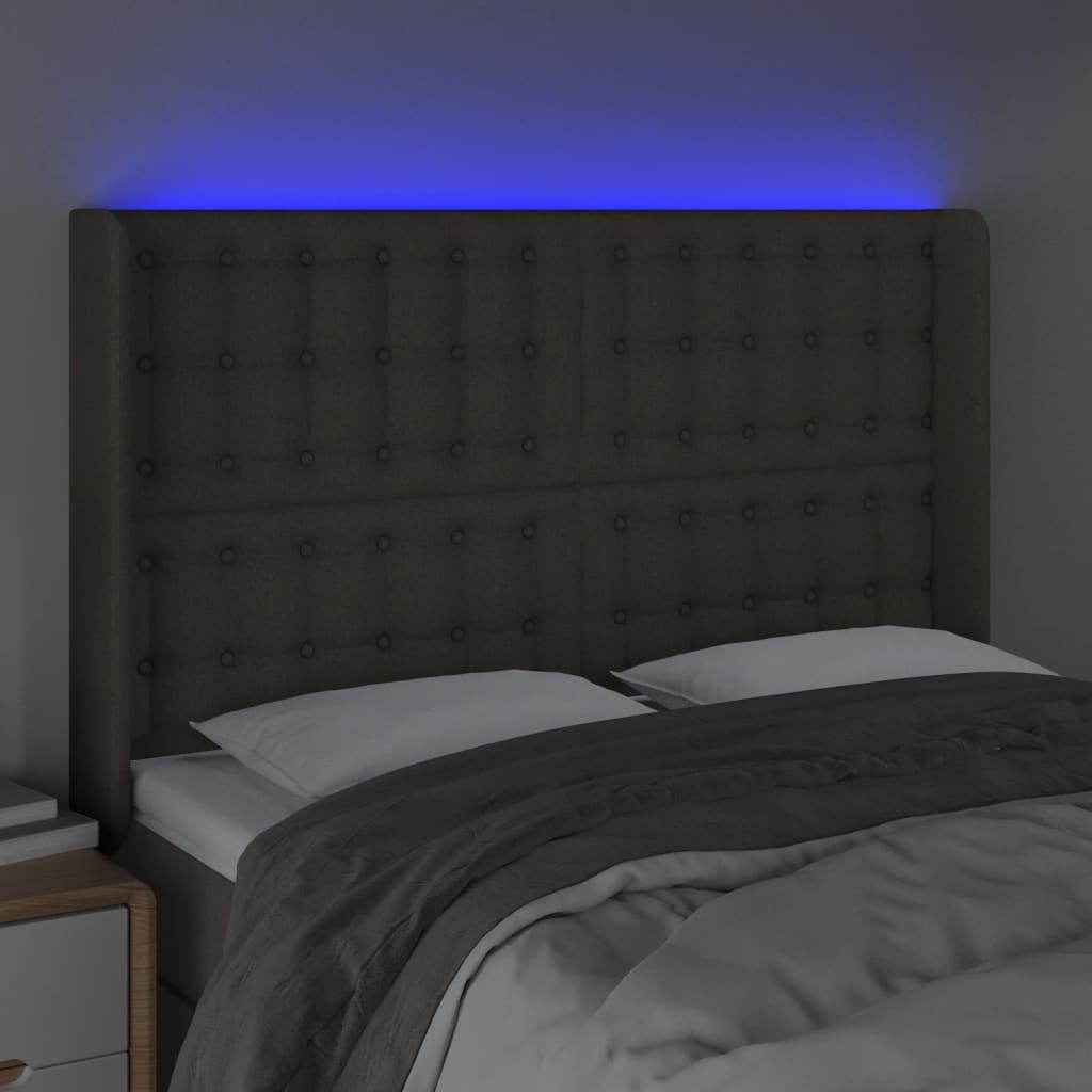 vidaXL Tête de lit à LED Taupe 147x16x118/128 cm Tissu