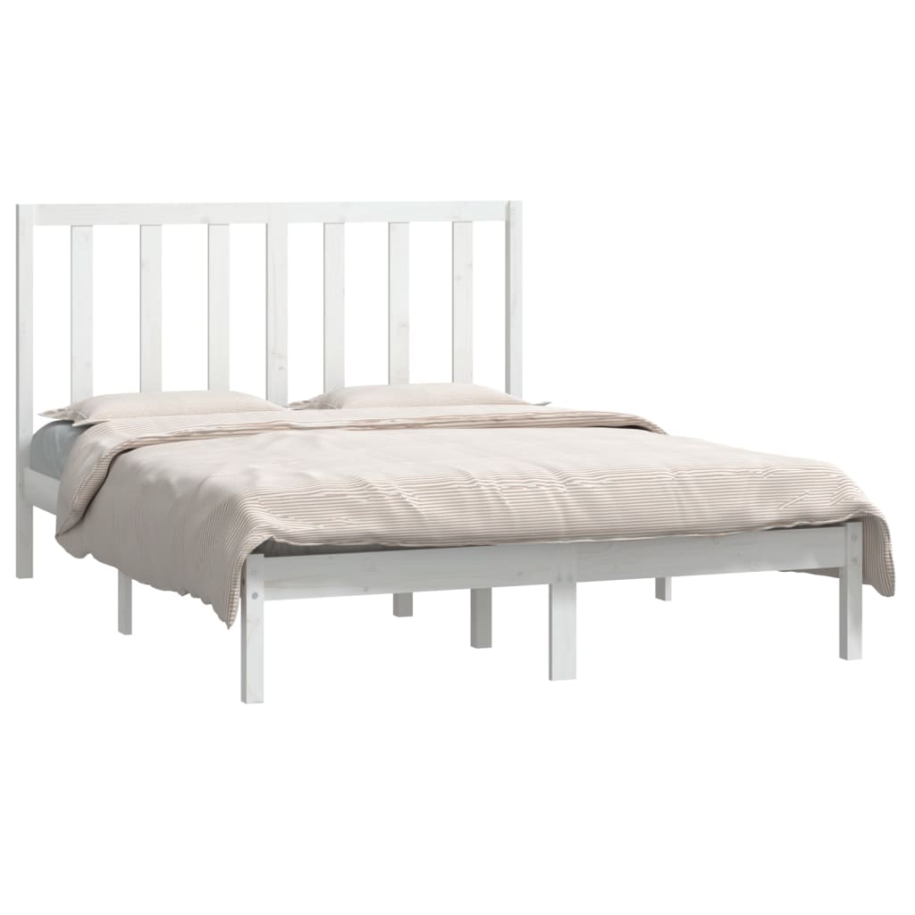 vidaXL Cadre de lit sans matelas blanc 140x190 cm bois de pin massif