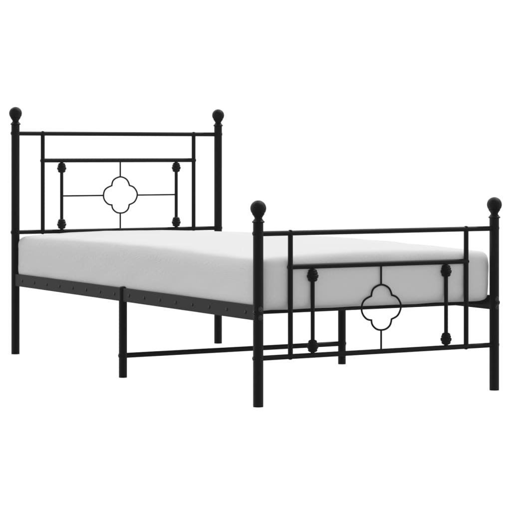 vidaXL Cadre de lit métal sans matelas avec pied de lit noir 100x190cm