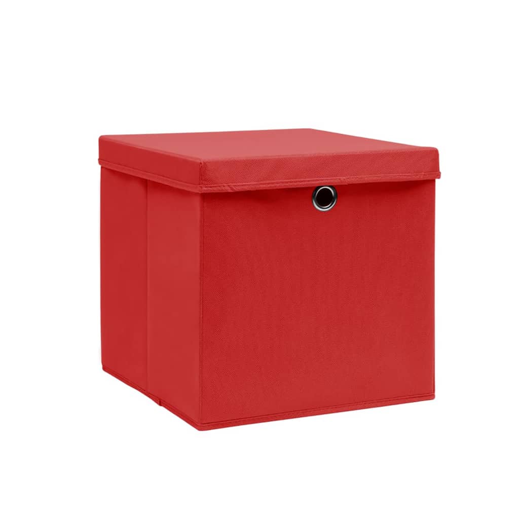 vidaXL Boîtes de rangement avec couvercles 10 pcs 28x28x28 cm Rouge