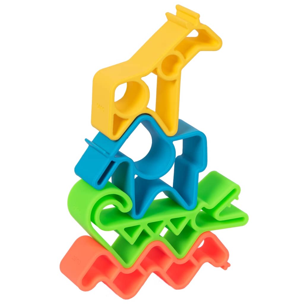 dëna Ensemble de jouets en silicone en forme d'animaux Neon 4 pcs