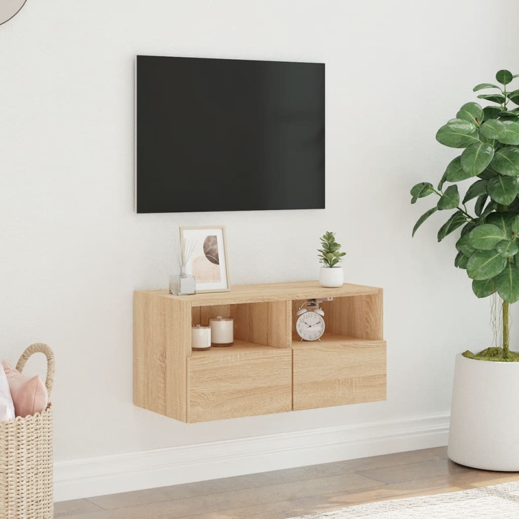 vidaXL Meuble TV mural chêne sonoma 60x30x30 cm bois d'ingénierie