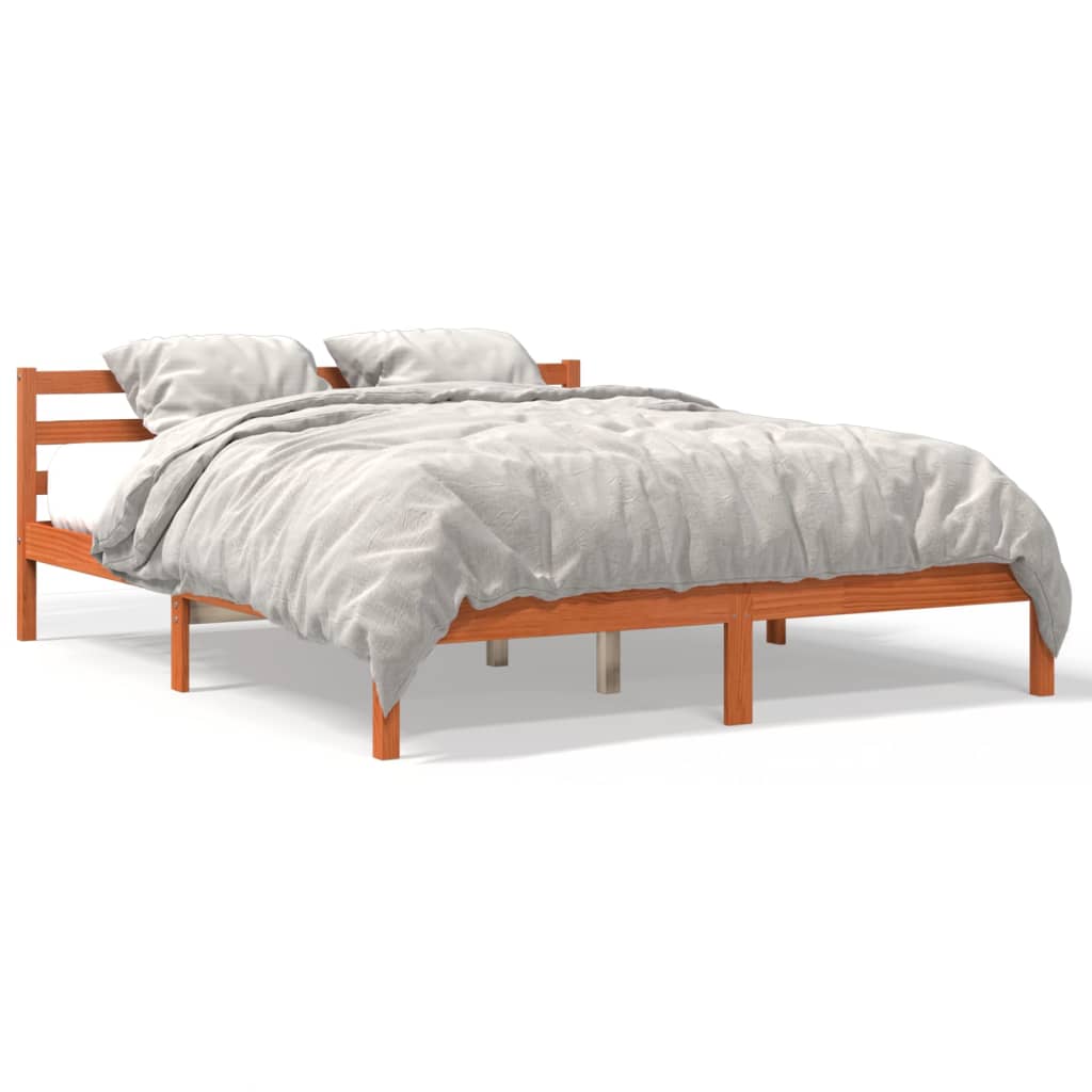 vidaXL Cadre de lit sans matelas cire marron 160x200cm bois pin massif