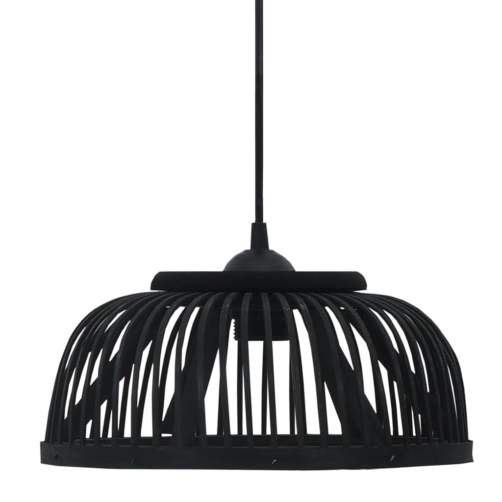 vidaXL Lampe suspendue Noir Bambou 40 W 34x14,5 cm Demi-cercle E27