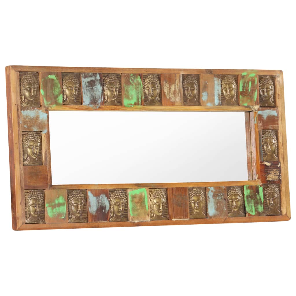 vidaXL Miroir avec revêtement Bouddha 110x50 cm Bois de récupération