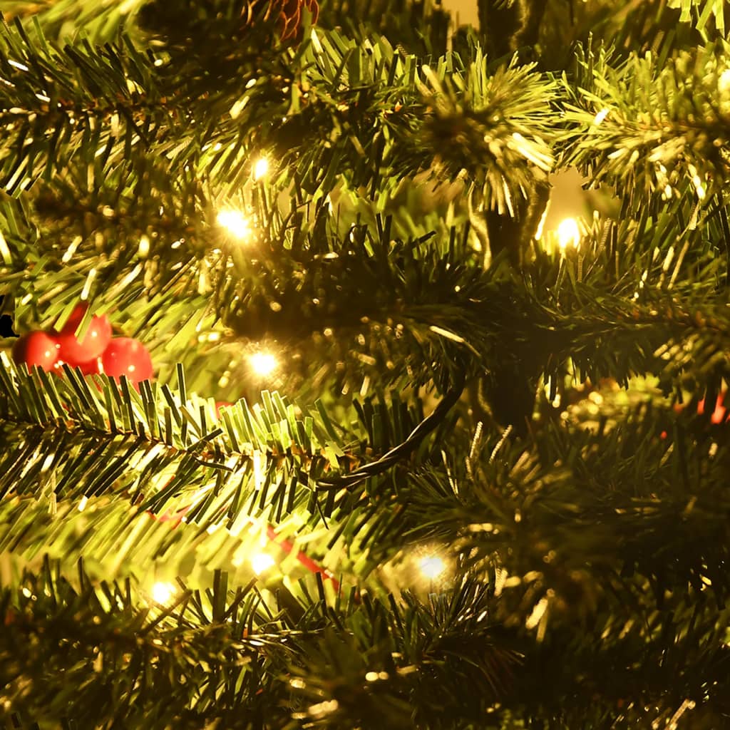 vidaXL Arbres de Noël artificiels 2 pcs et couronne, guirlande et LED
