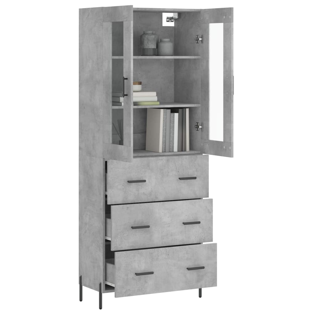 vidaXL Buffet haut Gris béton 69,5x34x180 cm Bois d'ingénierie