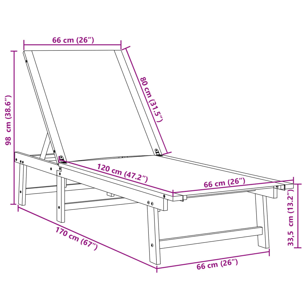 vidaXL Chaises longues lot de 2 crème bois acacia solide et textilène