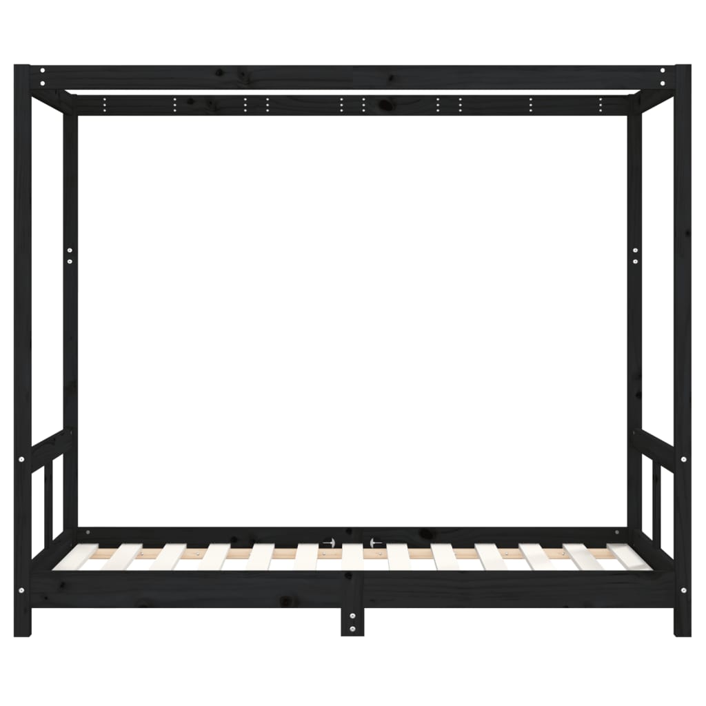 vidaXL Cadre de lit pour enfant noir 80x160 cm bois de pin massif