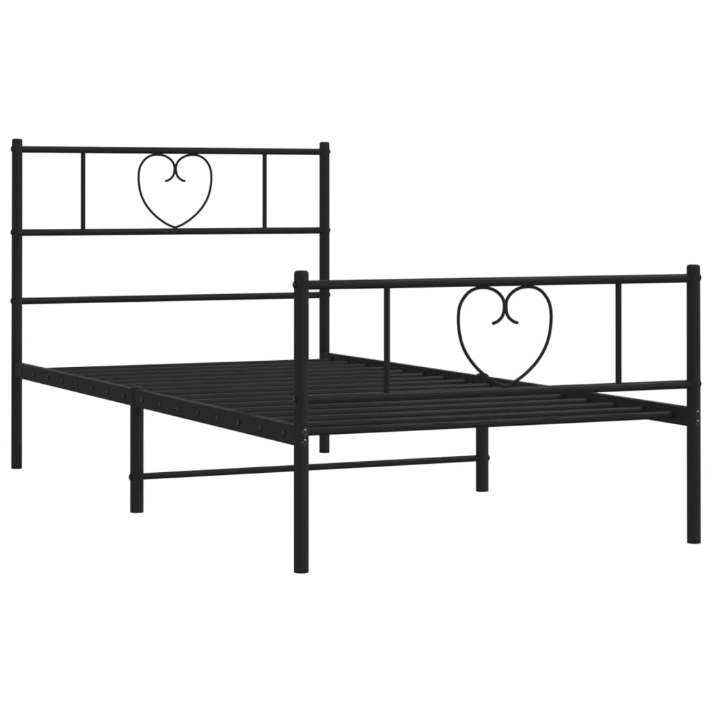 vidaXL Cadre de lit métal sans matelas et pied de lit noir 100x200 cm