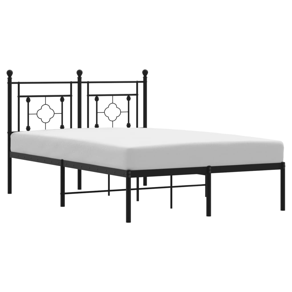 vidaXL Cadre de lit métal sans matelas avec tête de lit noir 120x190cm