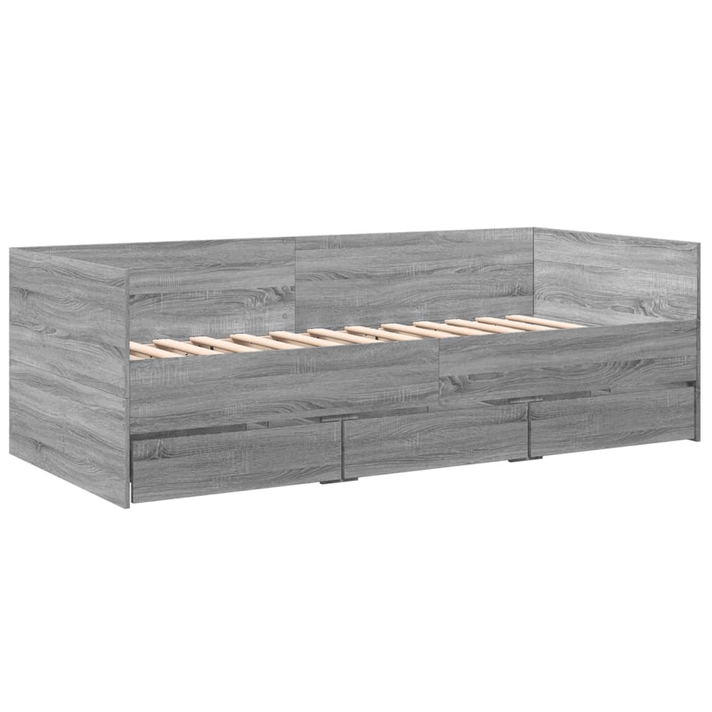 vidaXL Lit de jour avec tiroirs sans matelas sonoma gris 90x190 cm