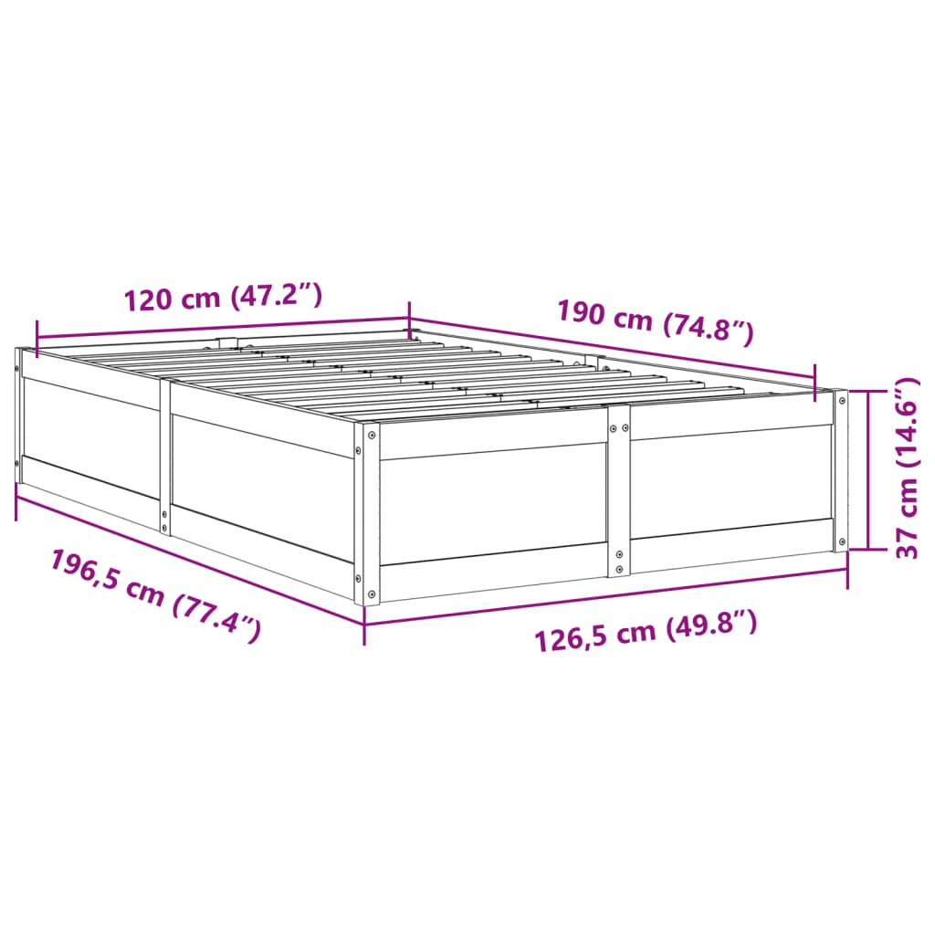 vidaXL Cadre de lit sans matelas blanc 120x190 cm bois de pin massif