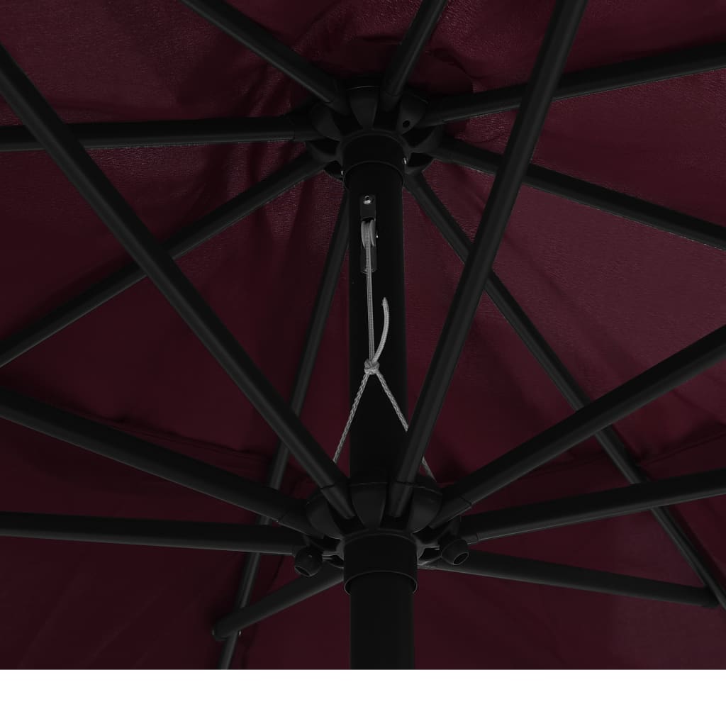 vidaXL Parasol d'extérieur avec mât en métal 390 cm rouge bordeaux