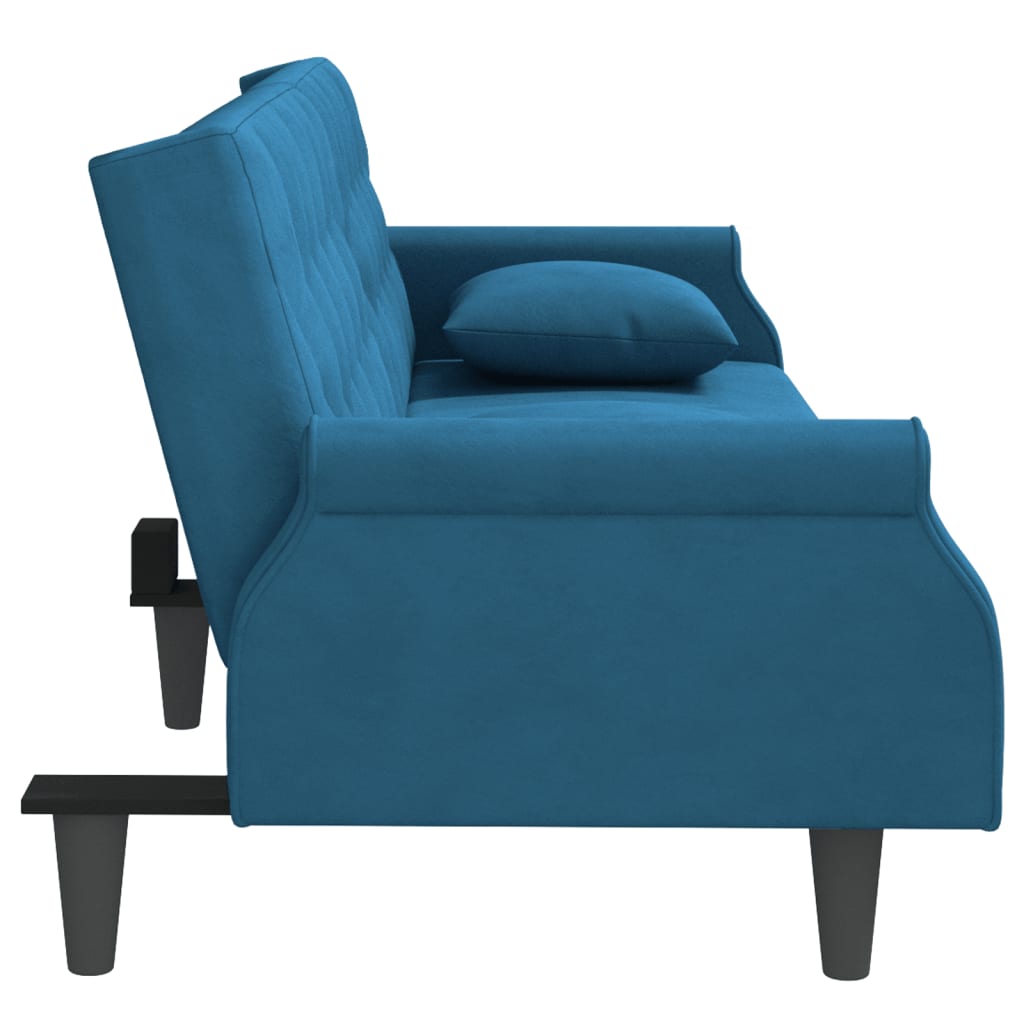 vidaXL Canapé-lit avec accoudoirs bleu velours