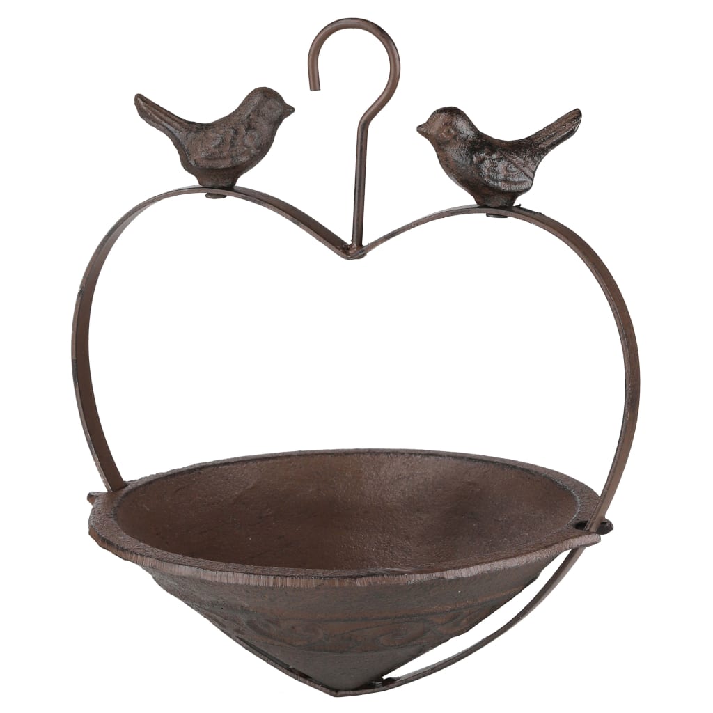HI Mangeoire à oiseaux en forme de cœur 22 cm Marron