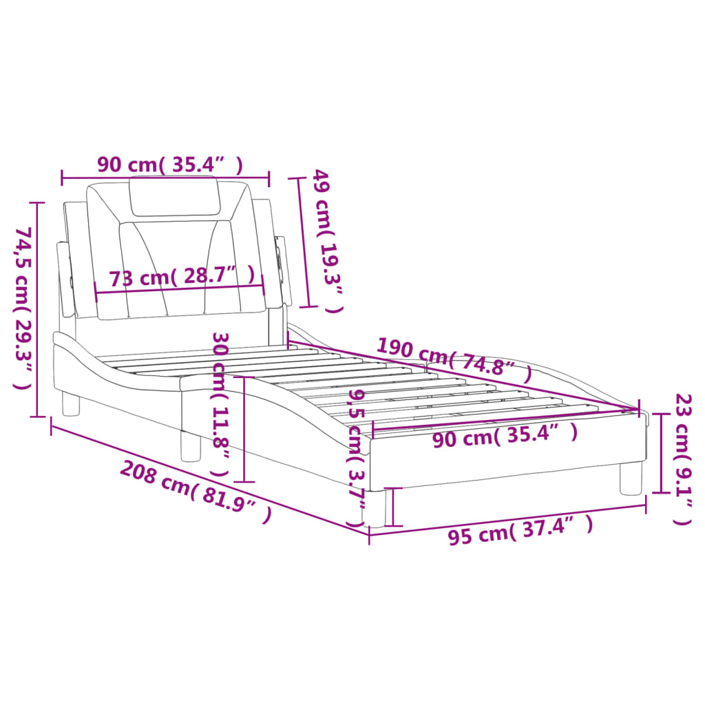 vidaXL Cadre de lit sans matelas blanc 90x190 cm similicuir