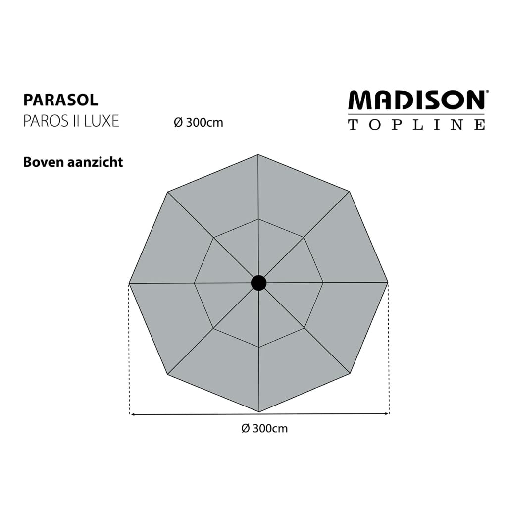 Madison Parasol Paros II Luxe 300 cm Gris clair