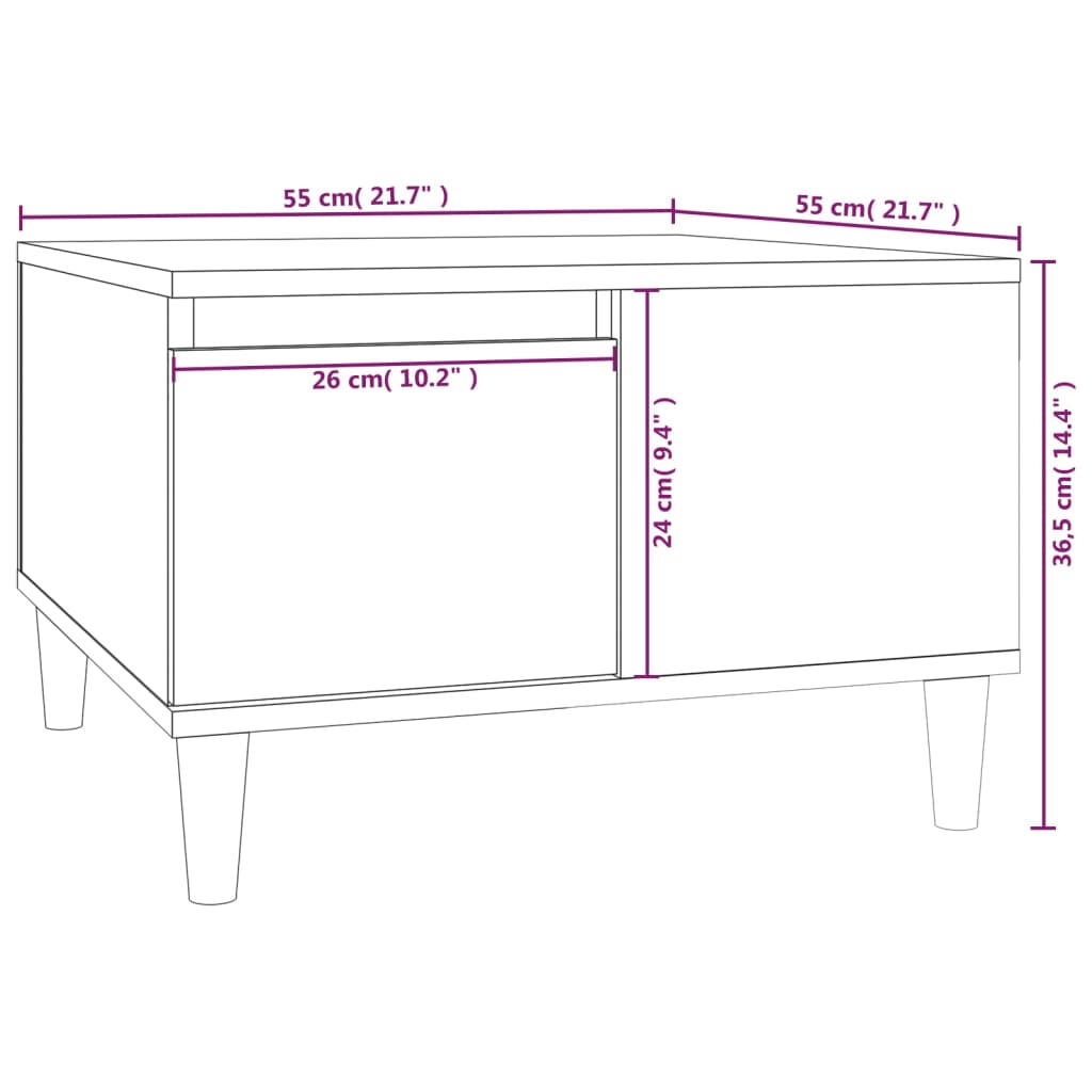 vidaXL Table basse noir 55x55x36,5 cm bois d'ingénierie