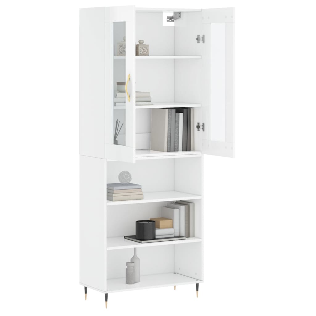 vidaXL Buffet haut Blanc brillant 69,5x34x180 cm Bois d'ingénierie