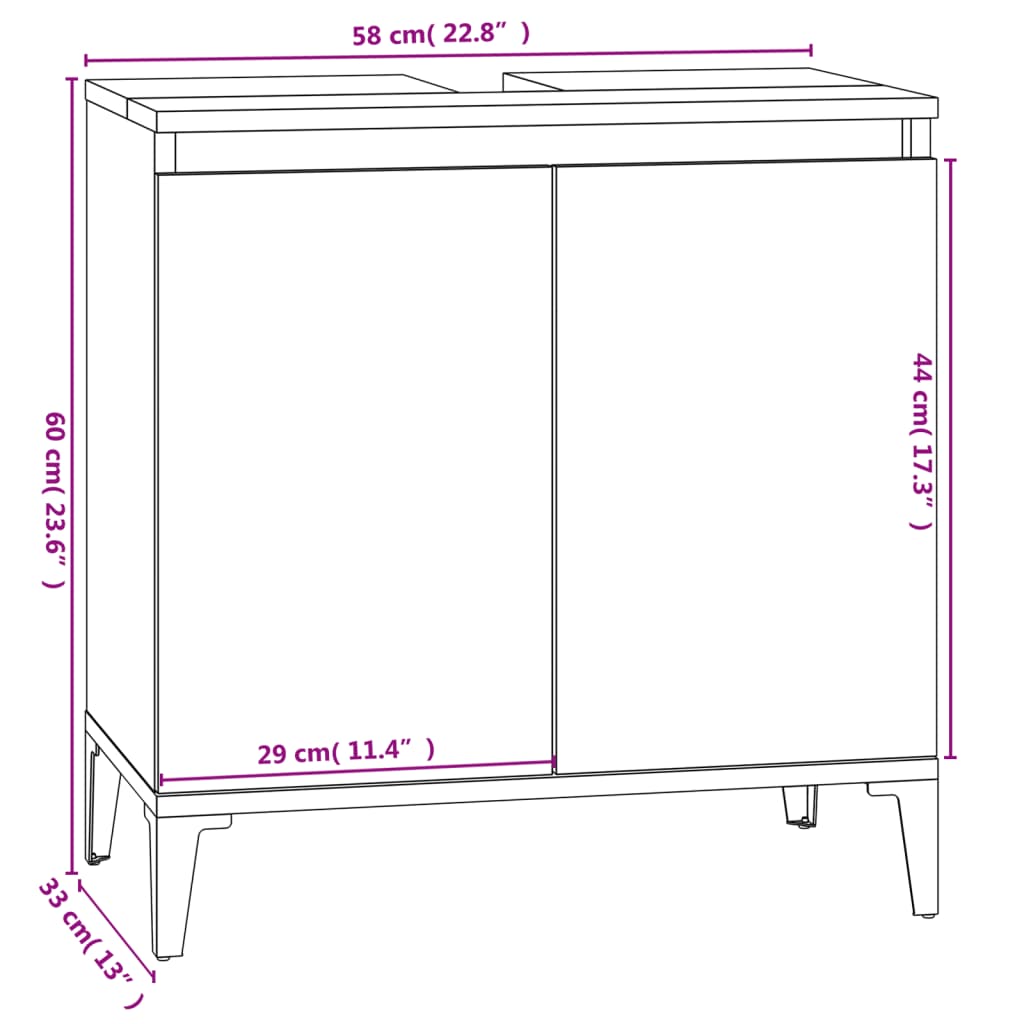 vidaXL Meuble d'évier blanc brillant 58x33x60 cm bois d'ingénierie