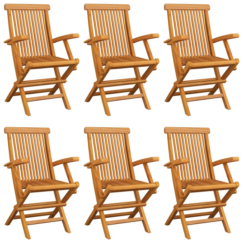 vidaXL Chaises de jardin avec coussins rouge lot de 6 Bois teck massif