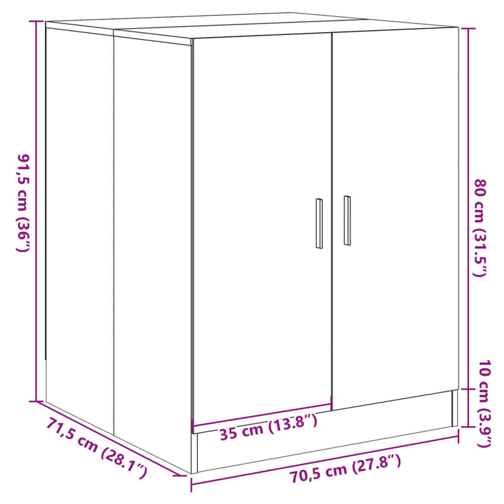 vidaXL Meuble pour machine à laver chêne sonoma 70,5x71,5x91,5 cm