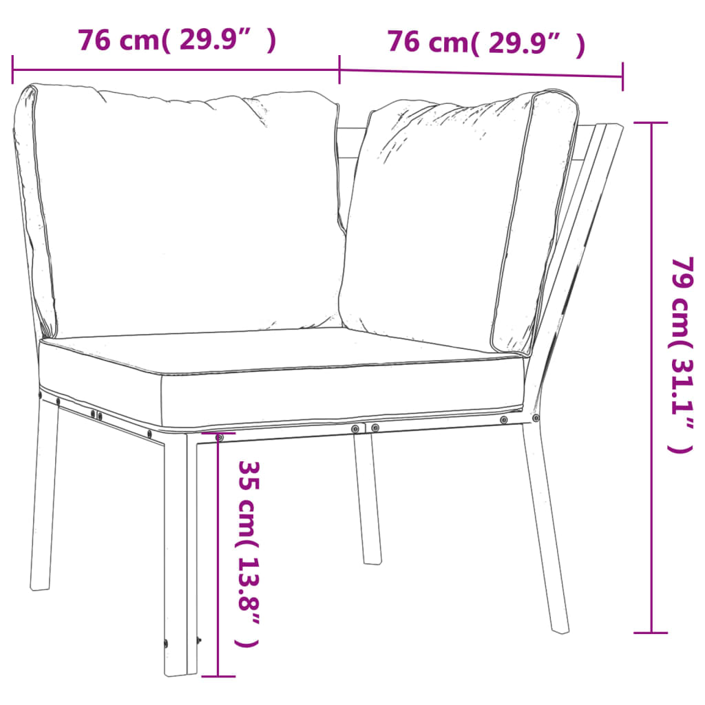 vidaXL Chaise de jardin avec coussins sable 76x76x79 cm acier