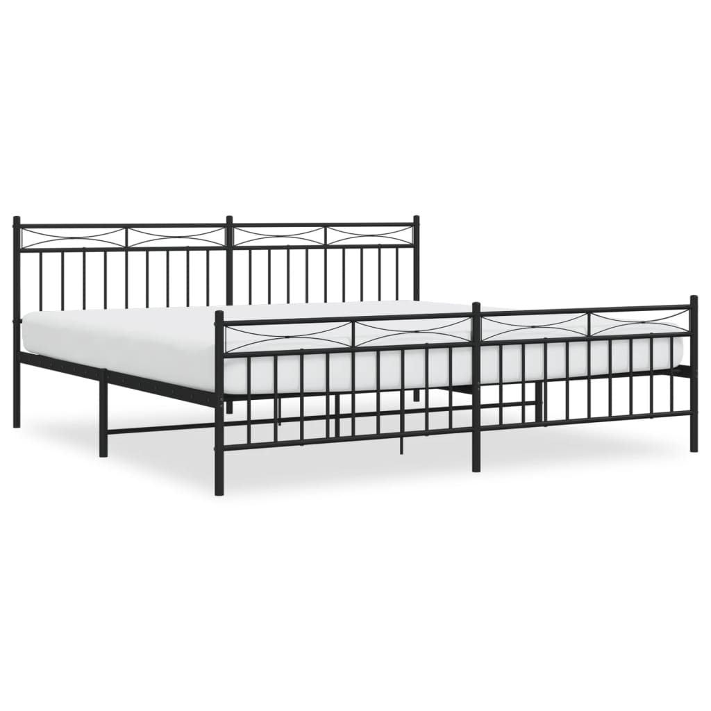 vidaXL Cadre de lit métal sans matelas avec pied de lit noir 200x200cm