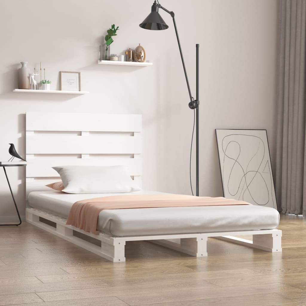 vidaXL Cadre de lit blanc 100x200 cm bois de pin massif