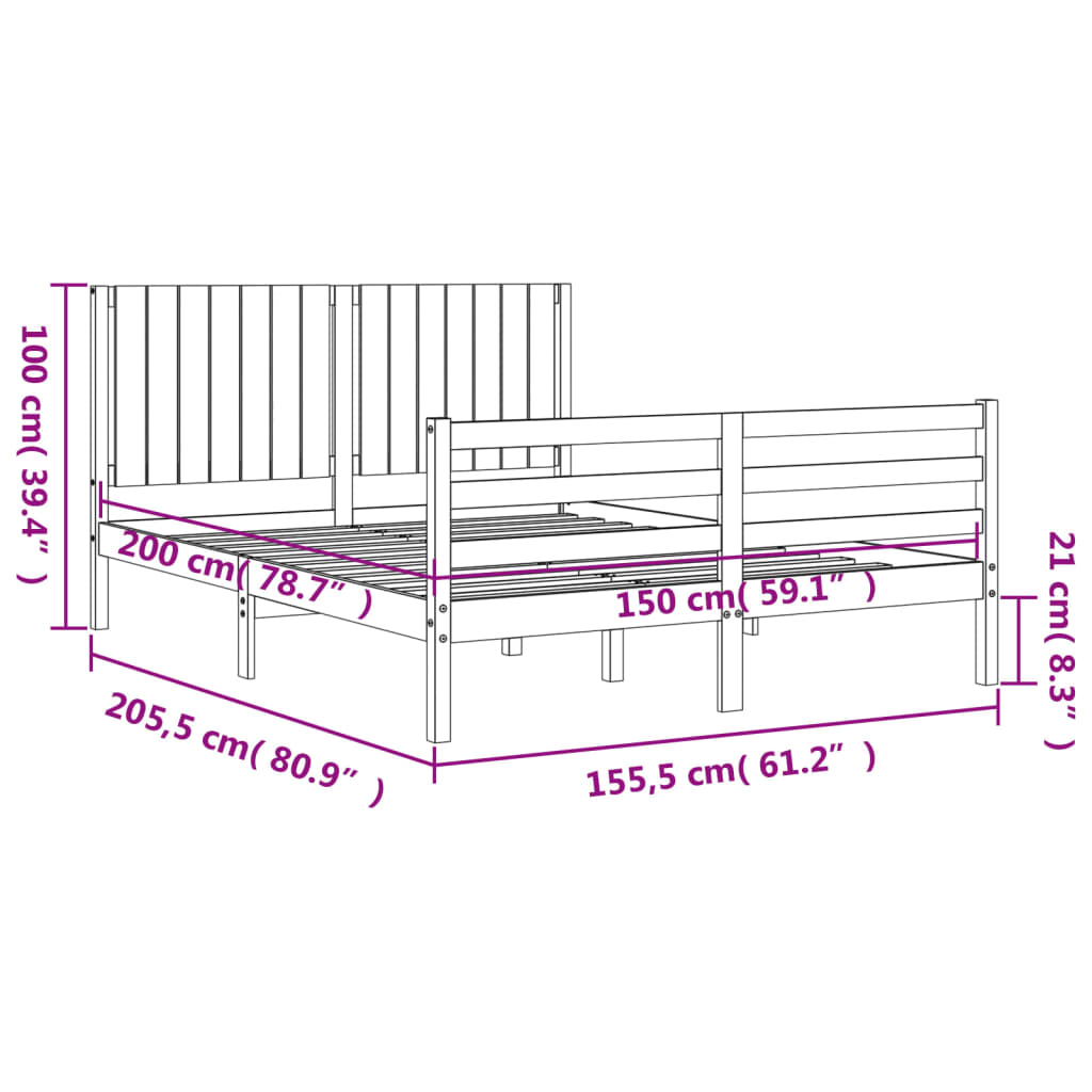 vidaXL Cadre de lit sans matelas blanc bois de pin massif