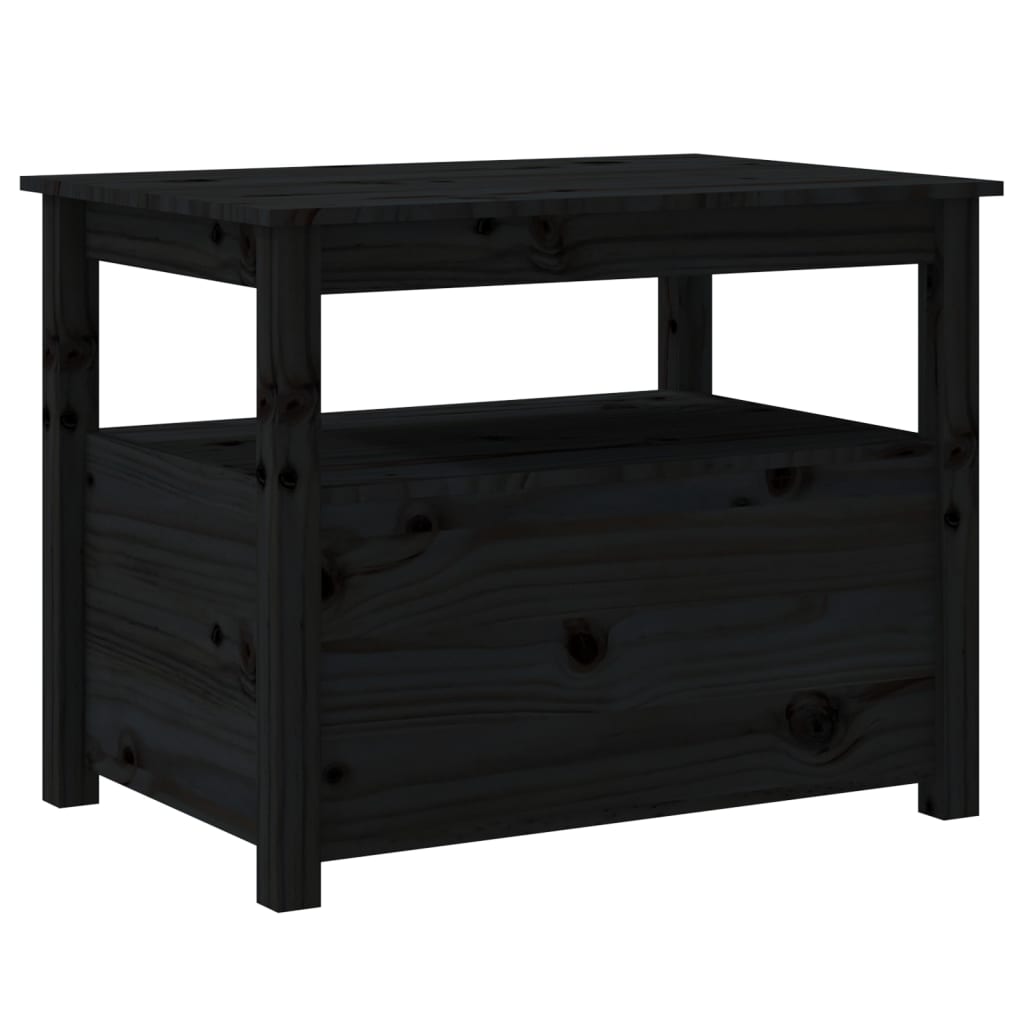 vidaXL Table basse Noir 71x49x55 cm Bois massif de pin