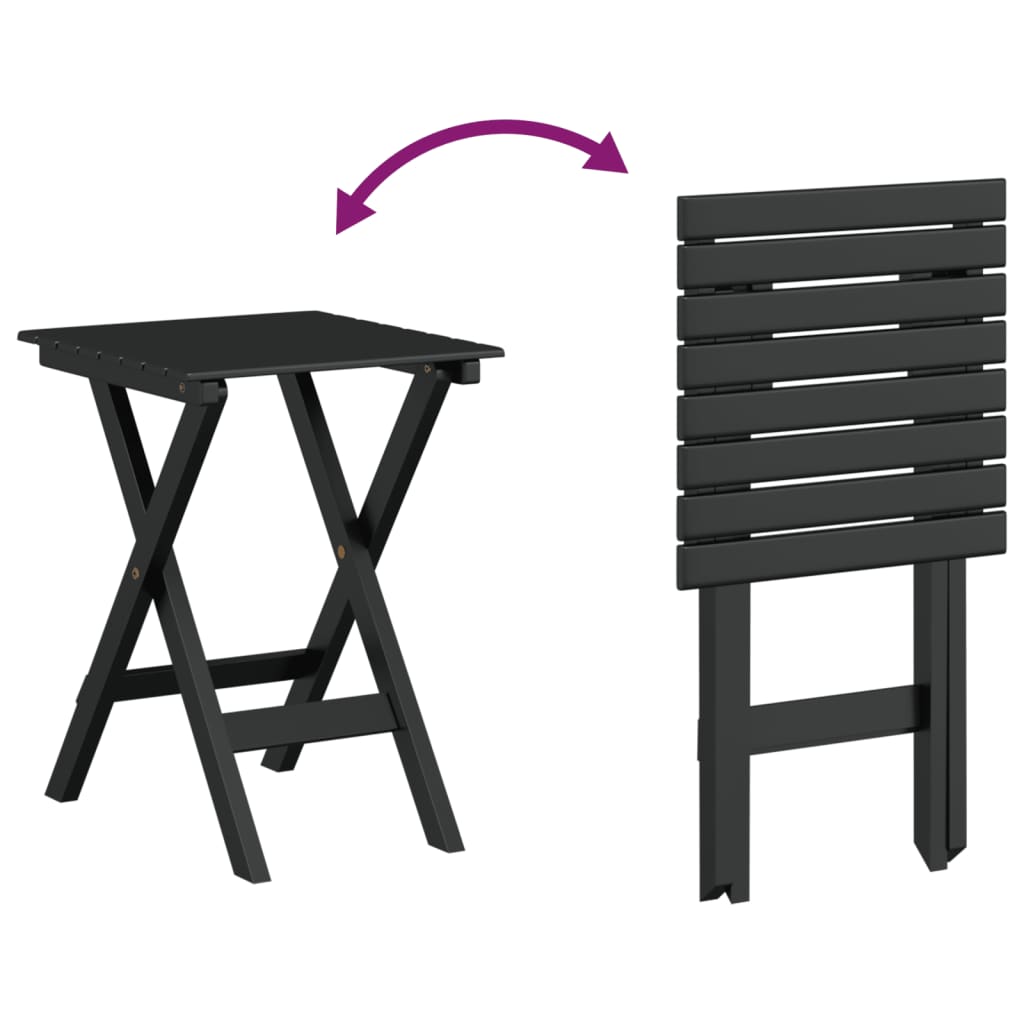 vidaXL Chaises à bascule lot de 2 table pliable noir massif peuplier