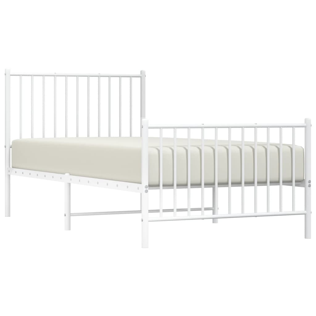 vidaXL Cadre de lit métal sans matelas avec pied de lit blanc 90x190cm