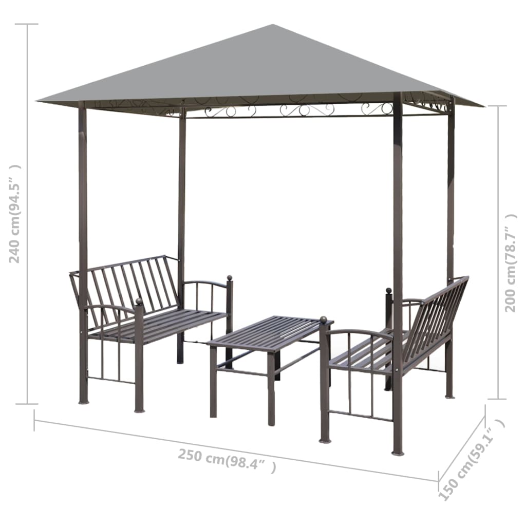 vidaXL Chapiteau de jardin avec table et bancs 2,5x1,5x2,4m Anthracite