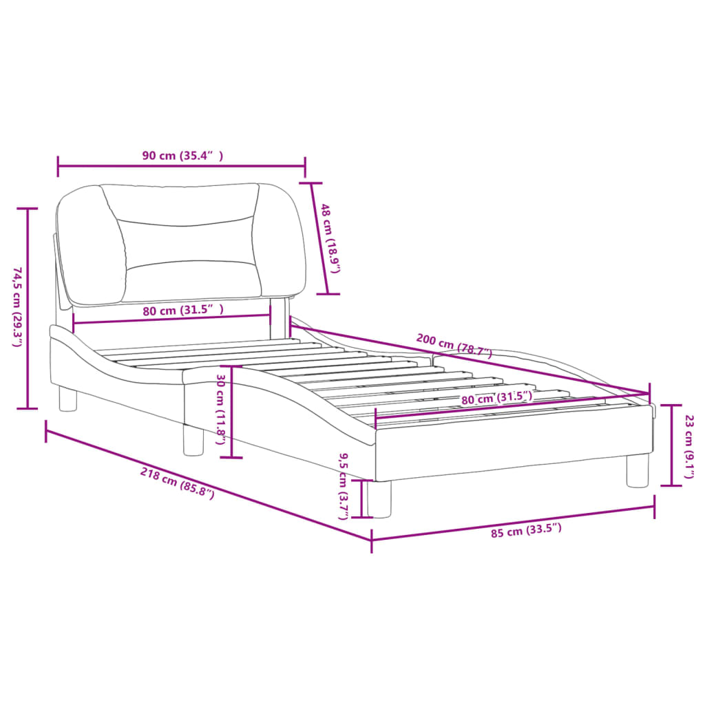 vidaXL Cadre de lit sans matelas cappuccino 80x200 cm similicuir