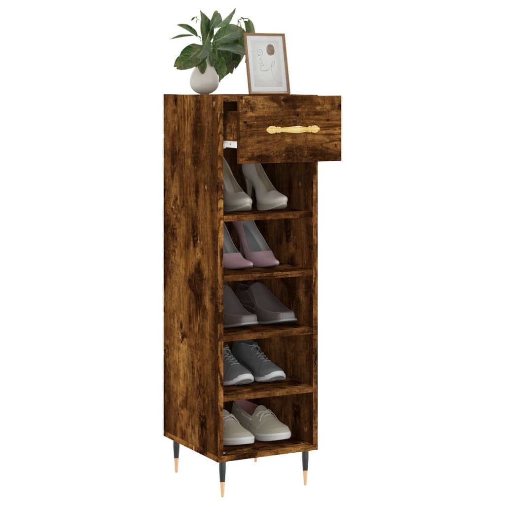 vidaXL Meuble à chaussures chêne fumé 30x35x105 cm bois d'ingénierie