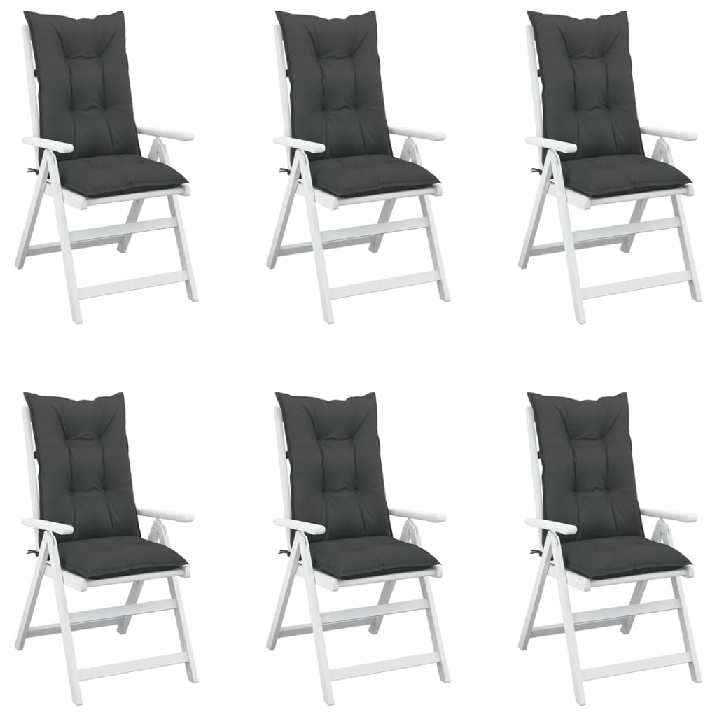 vidaXL Coussins de chaise de jardin à dossier haut lot de 6 anthracite