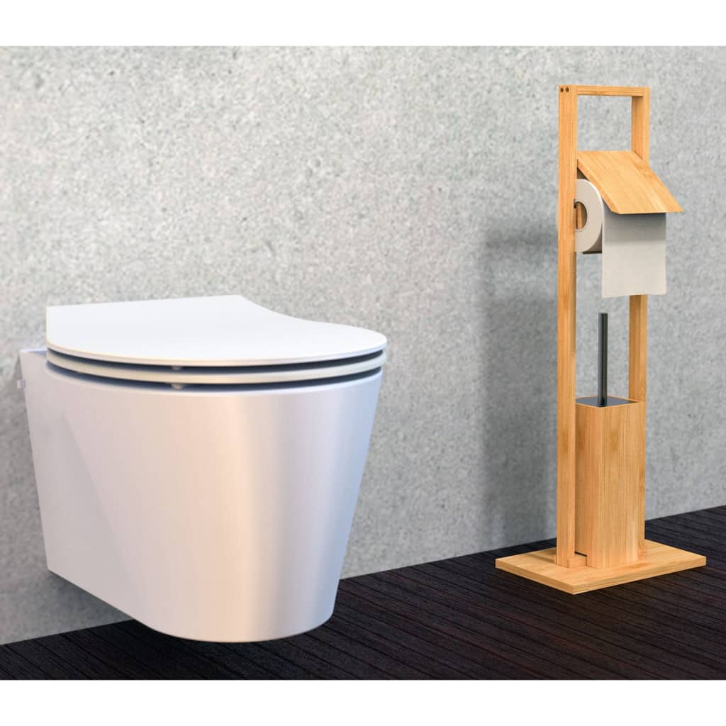 EISL Porte-rouleau de papier de toilette et brosse Bambou 30x21x82 cm