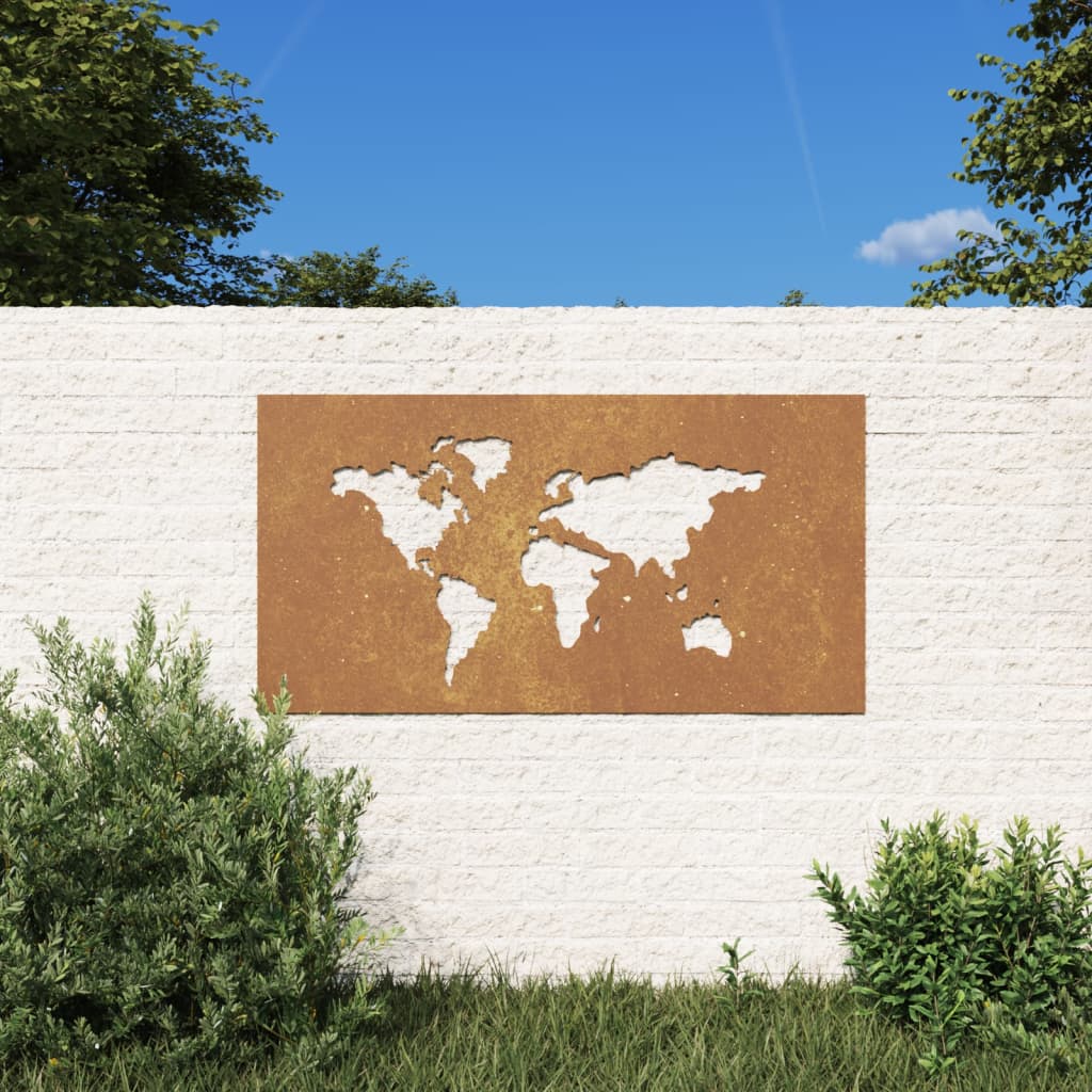 vidaXL Décoration murale jardin 105x55 cm design de carte du monde