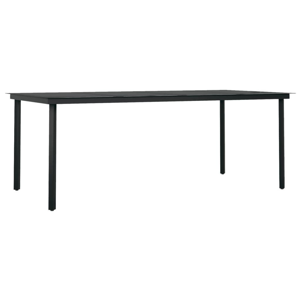 vidaXL Table à dîner de jardin Noir 200x100x74 cm Acier et verre