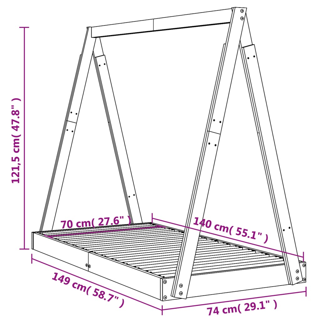 vidaXL Cadre de lit pour enfant blanc 70x140 cm bois de pin massif