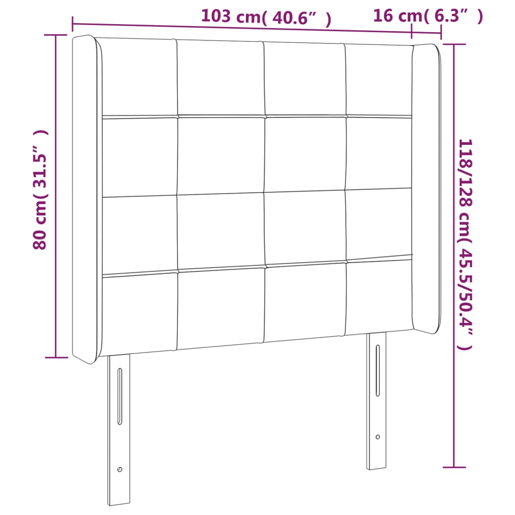 vidaXL Tête de lit à LED Vert foncé 103x16x118/128 cm Velours