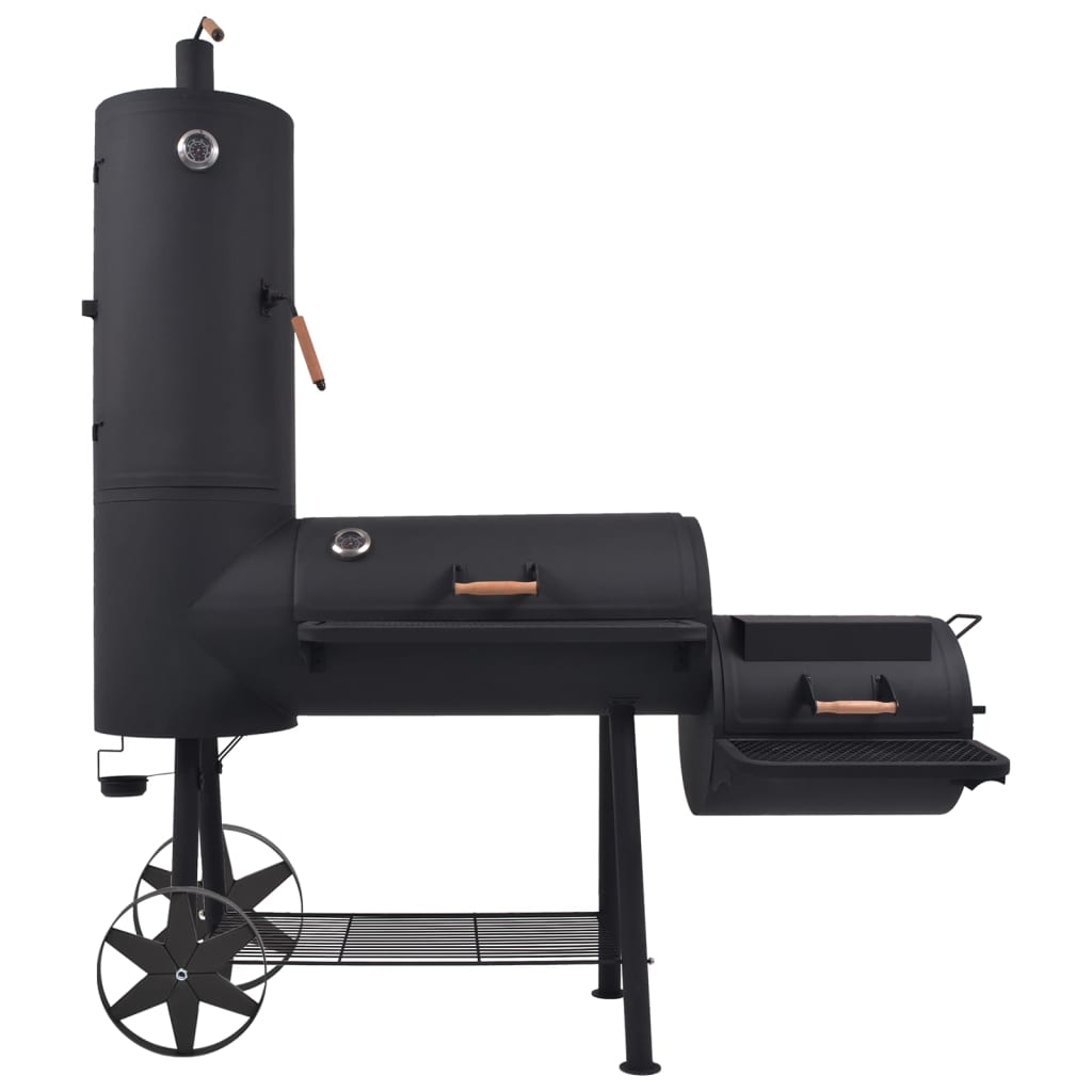 vidaXL Barbecue au charbon de bois avec étagère inférieure Noir XXL