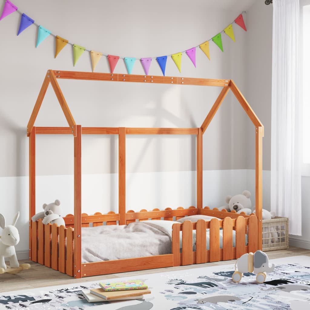 vidaXL Cadre de lit d'enfants forme de maison 80x160cm bois pin massif