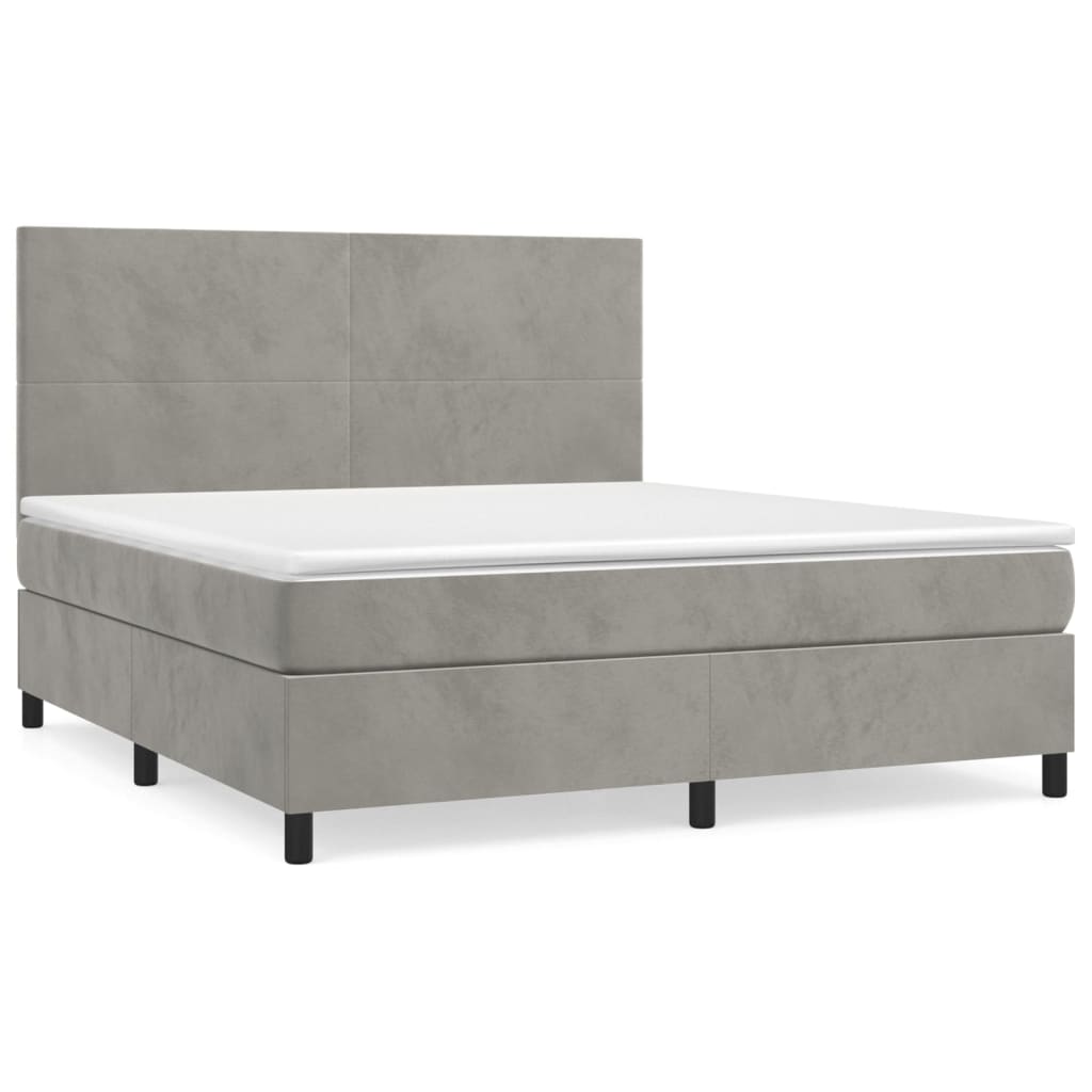 vidaXL Sommier à lattes de lit et matelas Gris clair 180x200cm Velours