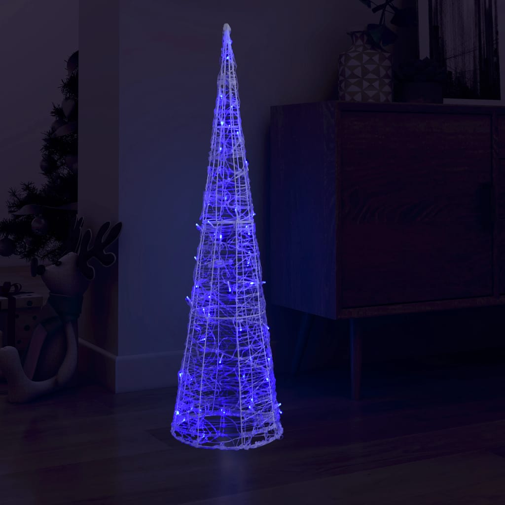 vidaXL Cône lumineux décoratif pyramide à LED Acrylique Bleu 120 cm